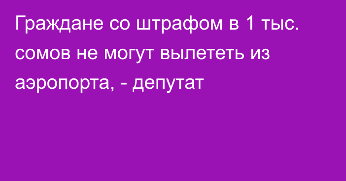 Граждане со штрафом в 1 тыс. сомов не могут вылететь из аэропорта, - депутат