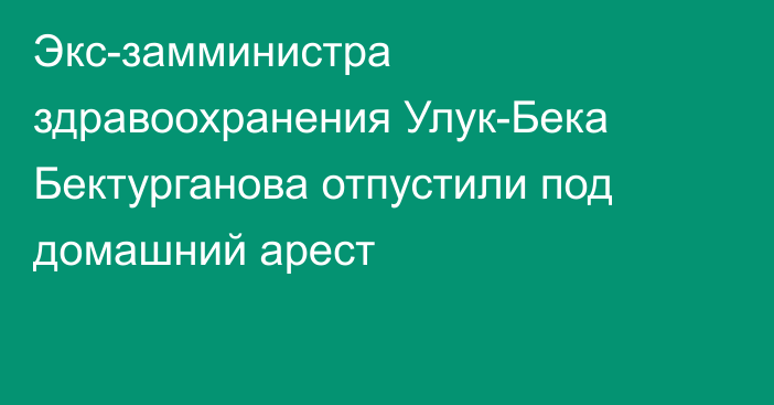 Экс-замминистра здравоохранения Улук-Бека Бектурганова отпустили под домашний арест