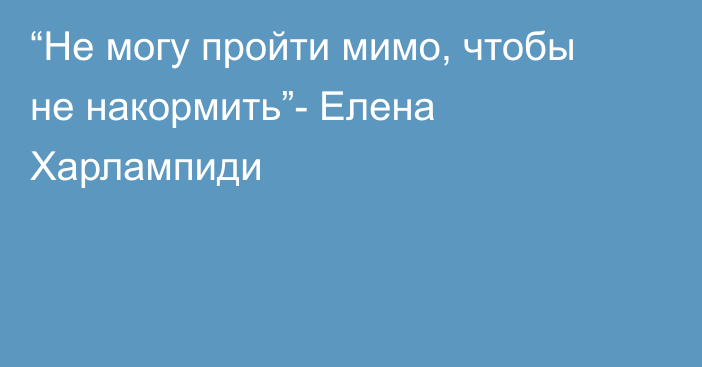 “Не могу пройти мимо, чтобы не накормить”- Елена Харлампиди