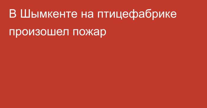 В Шымкенте на птицефабрике произошел пожар