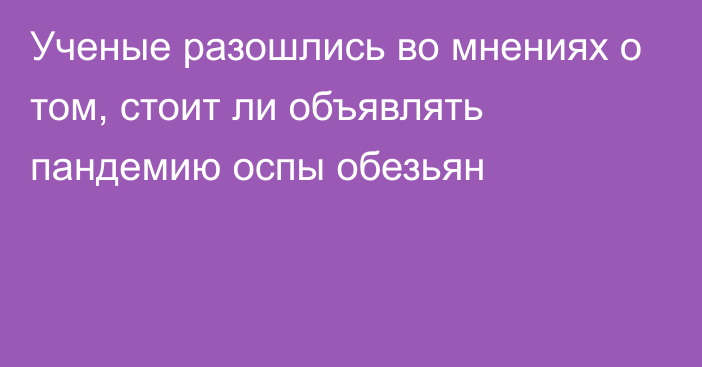 Ученые разошлись во мнениях о том, стоит ли объявлять пандемию оспы обезьян