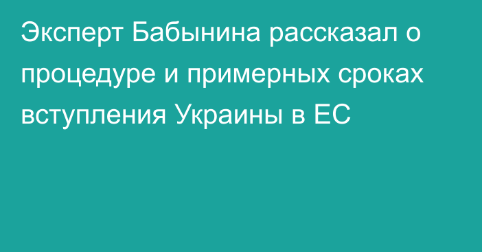 Эксперт Бабынина рассказал о процедуре и примерных сроках вступления Украины в ЕС