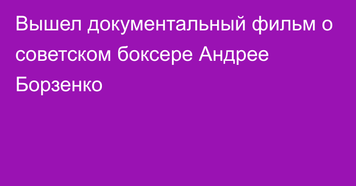 Вышел документальный фильм о советском боксере Андрее Борзенко