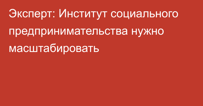 Эксперт: Институт социального предпринимательства нужно масштабировать