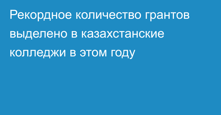 Рекордное количество грантов выделено в казахстанские колледжи в этом году