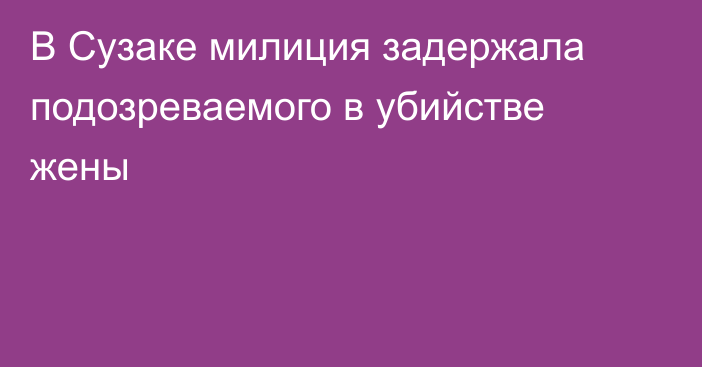 В Сузаке милиция задержала подозреваемого в убийстве жены