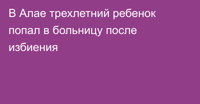 В Алае трехлетний ребенок попал в больницу после избиения