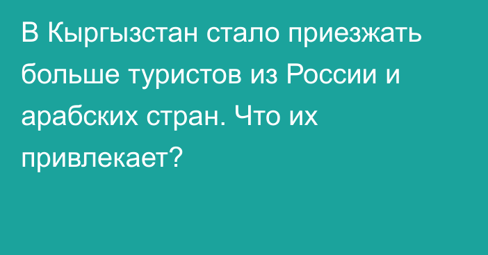 В Кыргызстан стало приезжать больше туристов из России и арабских стран. Что их привлекает?