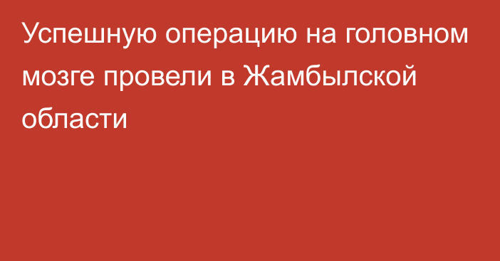 Успешную операцию на головном мозге провели в Жамбылской области