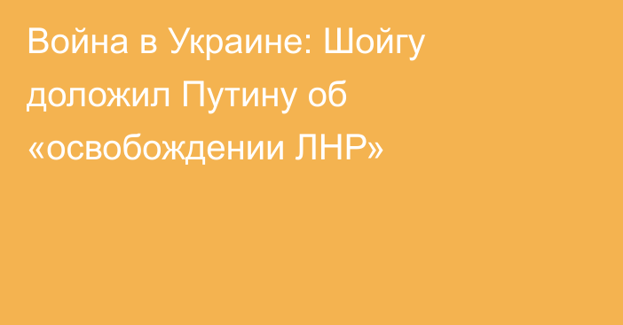 Война в Украине: Шойгу доложил Путину об «освобождении ЛНР»