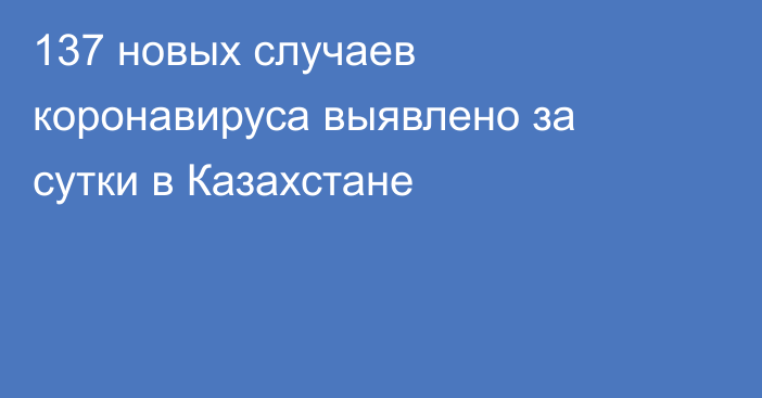 137 новых случаев коронавируса выявлено за сутки в Казахстане