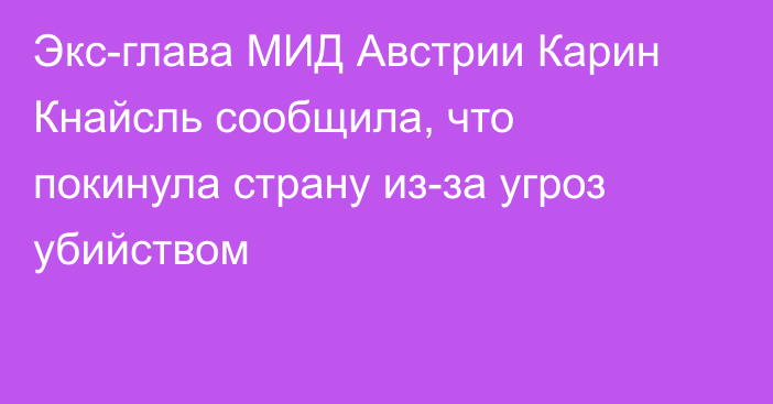 Экс-глава МИД Австрии Карин Кнайсль сообщила, что покинула страну из-за угроз убийством