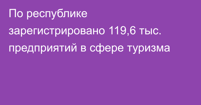 По республике зарегистрировано 119,6 тыс. предприятий в сфере туризма