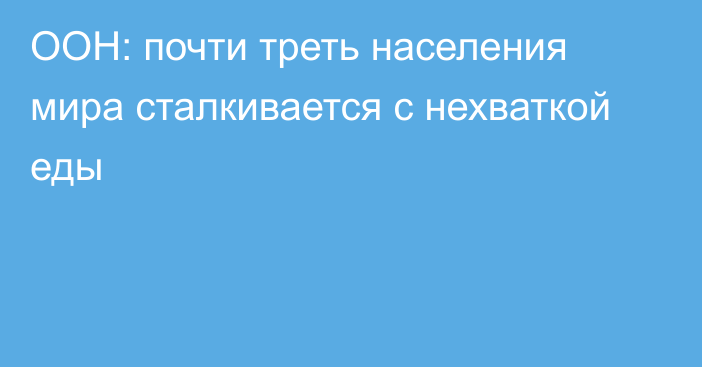 ООН: почти треть населения мира сталкивается с нехваткой еды