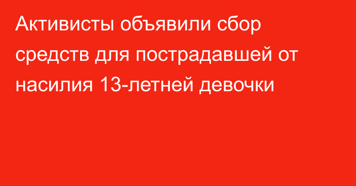 Активисты объявили сбор средств для пострадавшей от насилия 13-летней девочки