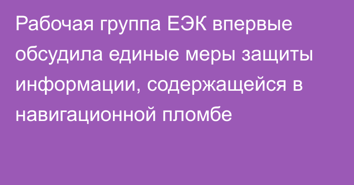 Рабочая группа ЕЭК впервые обсудила единые меры защиты информации, содержащейся в навигационной пломбе