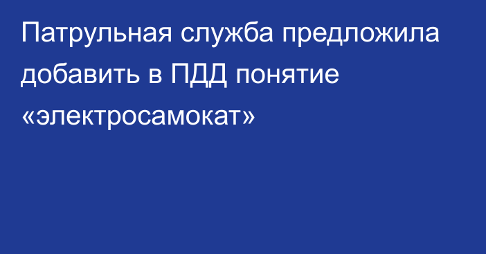 Патрульная служба предложила добавить в ПДД понятие «электросамокат»