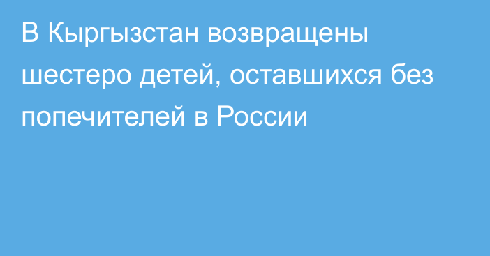 В Кыргызстан возвращены шестеро детей, оставшихся без попечителей в России