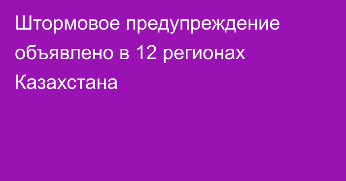 Штормовое предупреждение объявлено в 12 регионах Казахстана