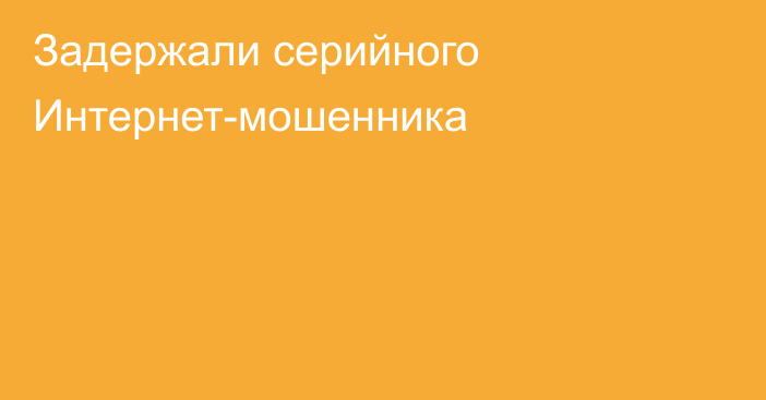 Задержали серийного Интернет-мошенника