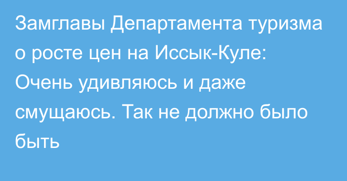 Замглавы Департамента туризма о росте цен на Иссык-Куле: Очень удивляюсь и даже смущаюсь. Так не должно было быть