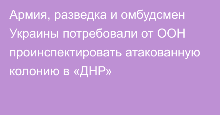 Армия, разведка и омбудсмен Украины потребовали от ООН проинспектировать атакованную колонию в «ДНР»