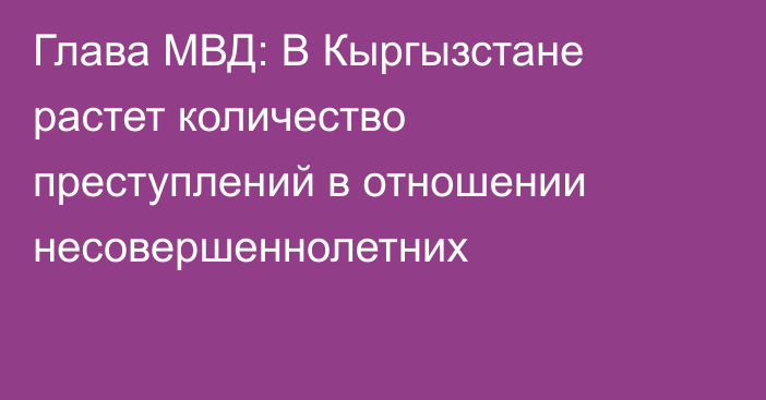 Глава МВД: В Кыргызстане растет количество преступлений в отношении несовершеннолетних