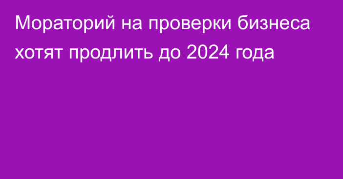 Мораторий на проверки бизнеса хотят продлить до 2024 года