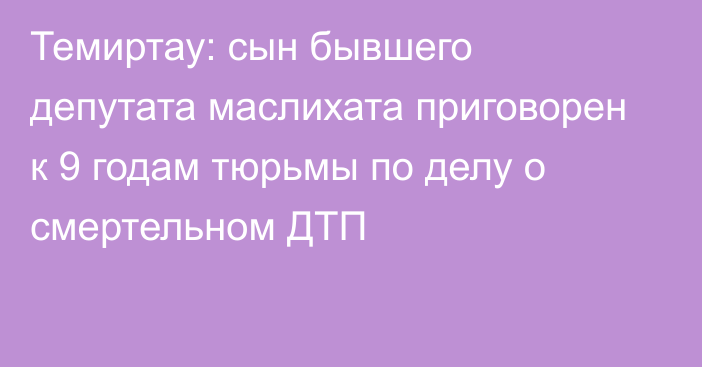 Темиртау: сын бывшего депутата маслихата приговорен к 9 годам тюрьмы по делу о смертельном ДТП 