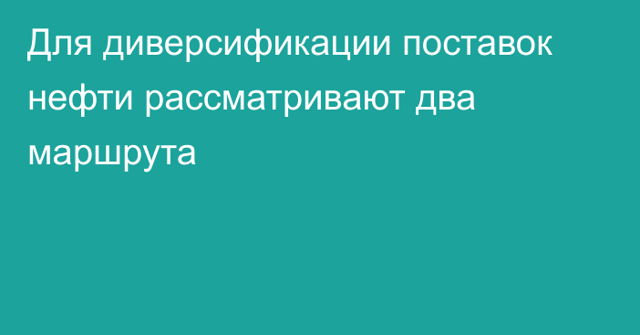 Для диверсификации поставок нефти рассматривают два маршрута