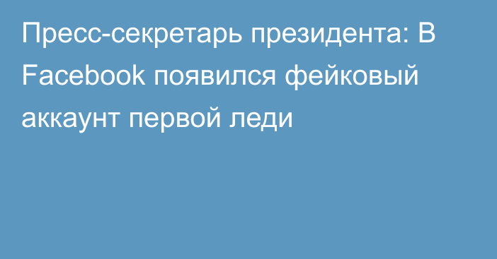 Пресс-секретарь президента: В Facebook появился фейковый аккаунт первой леди