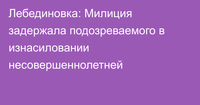 Лебединовка: Милиция задержала подозреваемого в изнасиловании несовершеннолетней