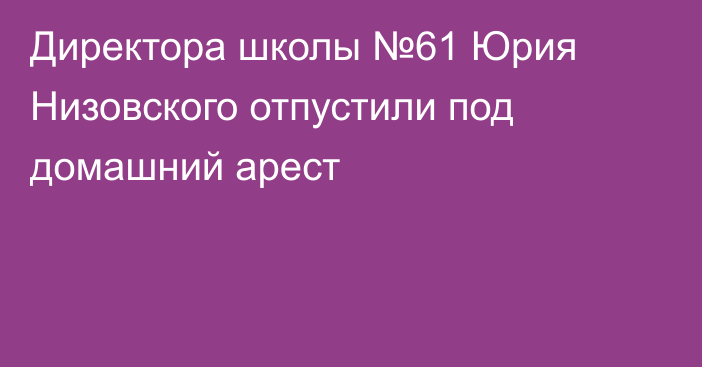 Директора школы №61 Юрия Низовского отпустили под домашний арест