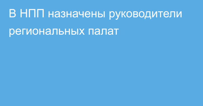 В НПП назначены руководители региональных палат