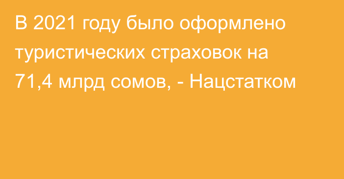 В 2021 году было оформлено туристических страховок на 71,4 млрд сомов, - Нацстатком