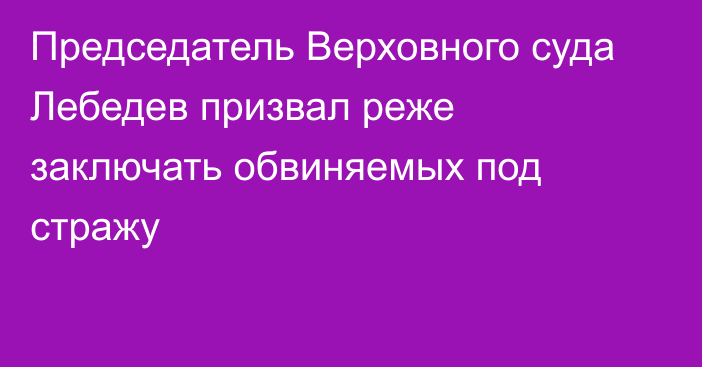 Председатель Верховного суда Лебедев призвал реже заключать обвиняемых под стражу