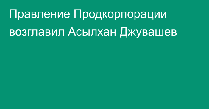 Правление Продкорпорации возглавил Асылхан Джувашев