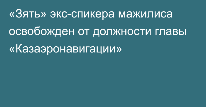 «Зять» экс-спикера мажилиса освобожден от должности главы «Казаэронавигации»