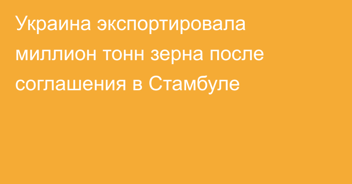 Украина экспортировала миллион тонн зерна после соглашения в Стамбуле