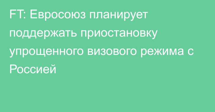 FT: Евросоюз планирует поддержать приостановку упрощенного визового режима с Россией