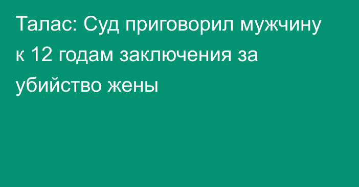 Талас: Суд приговорил мужчину к 12 годам заключения за убийство жены