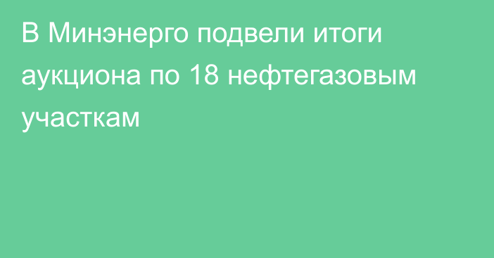 В Минэнерго подвели итоги аукциона по 18 нефтегазовым участкам