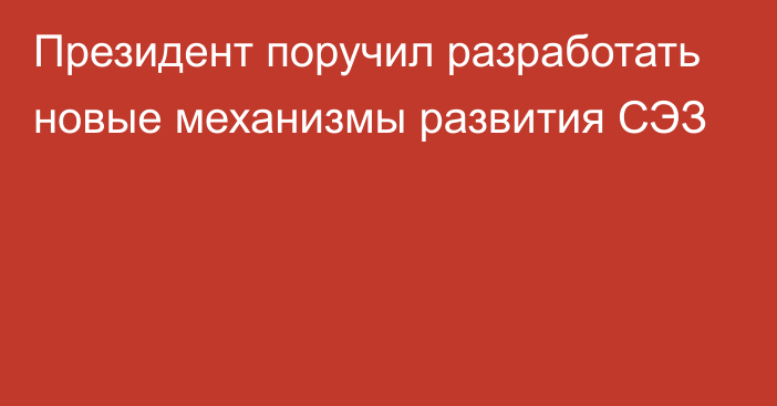 Президент поручил разработать новые механизмы развития СЭЗ