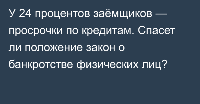 У 24 процентов заёмщиков — просрочки по кредитам. Спасет ли положение закон о банкротстве физических лиц?