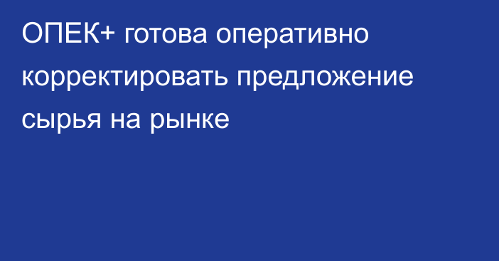 ОПЕК+ готова оперативно корректировать предложение сырья на рынке