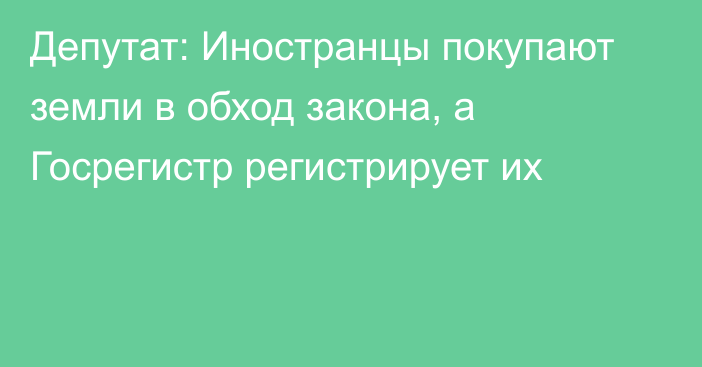 Депутат: Иностранцы покупают земли в обход закона, а Госрегистр регистрирует их