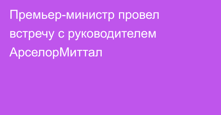 Премьер-министр провел встречу с руководителем АрселорМиттал