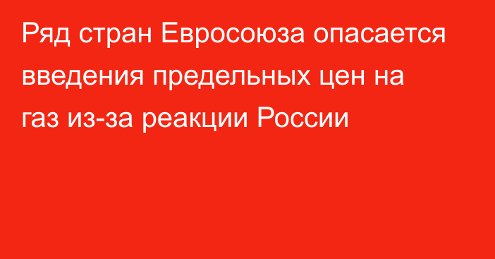 Ряд стран Евросоюза опасается введения предельных цен на газ из-за реакции России