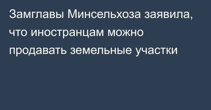 Замглавы Минсельхоза заявила, что иностранцам можно продавать земельные участки