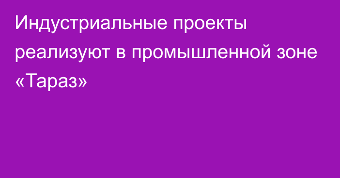 Индустриальные проекты реализуют в промышленной зоне «Тараз»